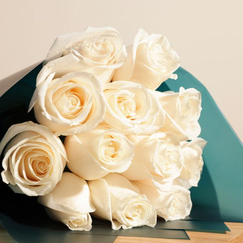 Dreamy White Roses Bouquet | 12 Flowers