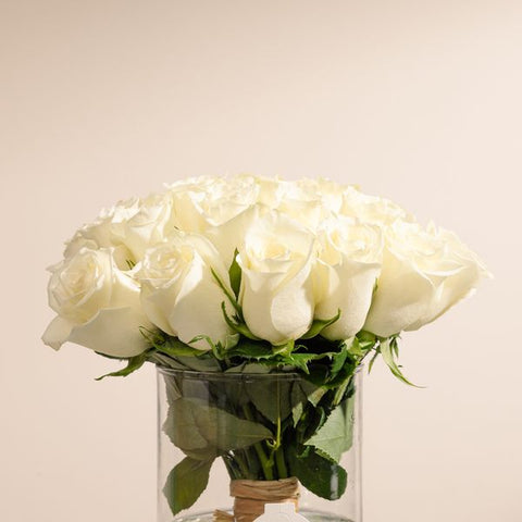 Pure White Roses Vase